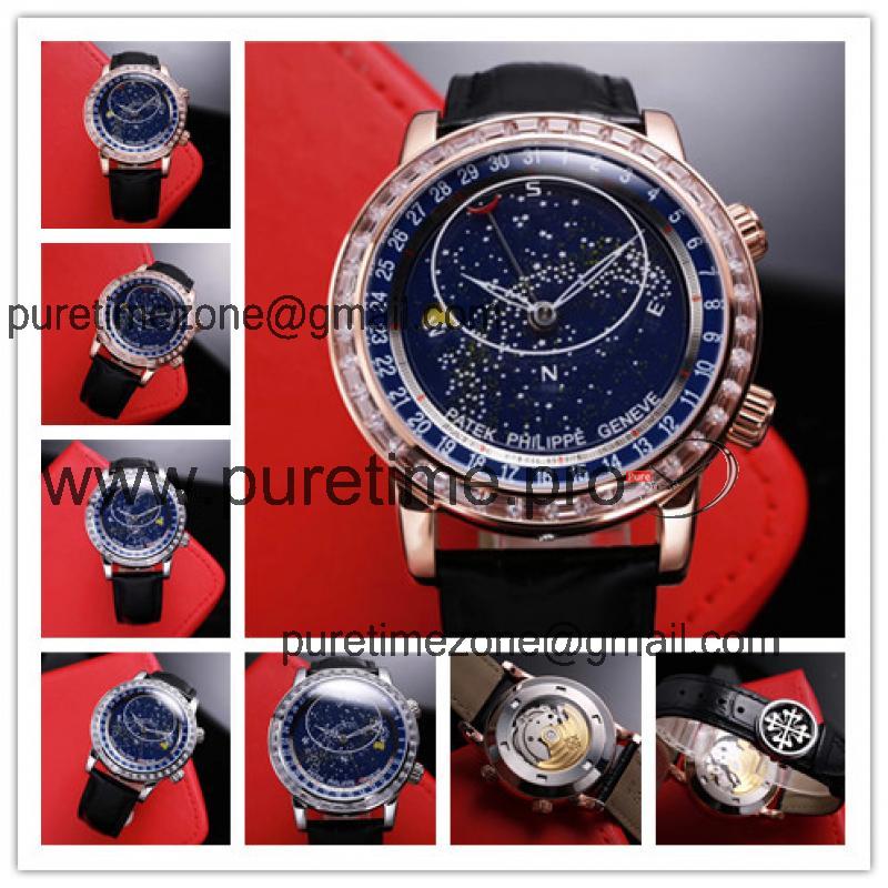 Replica Grand Complications Japan Miyota 8217 Automatic Mens Watch Starry Sky Dial Diamonds Case Leather Strap E60