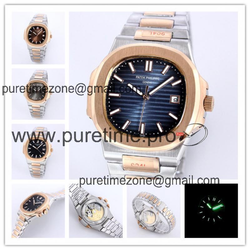 Replica Nautilus 324 Automatic Movement Mens Watch Blue Dial Two Tone Rose Gold C E73