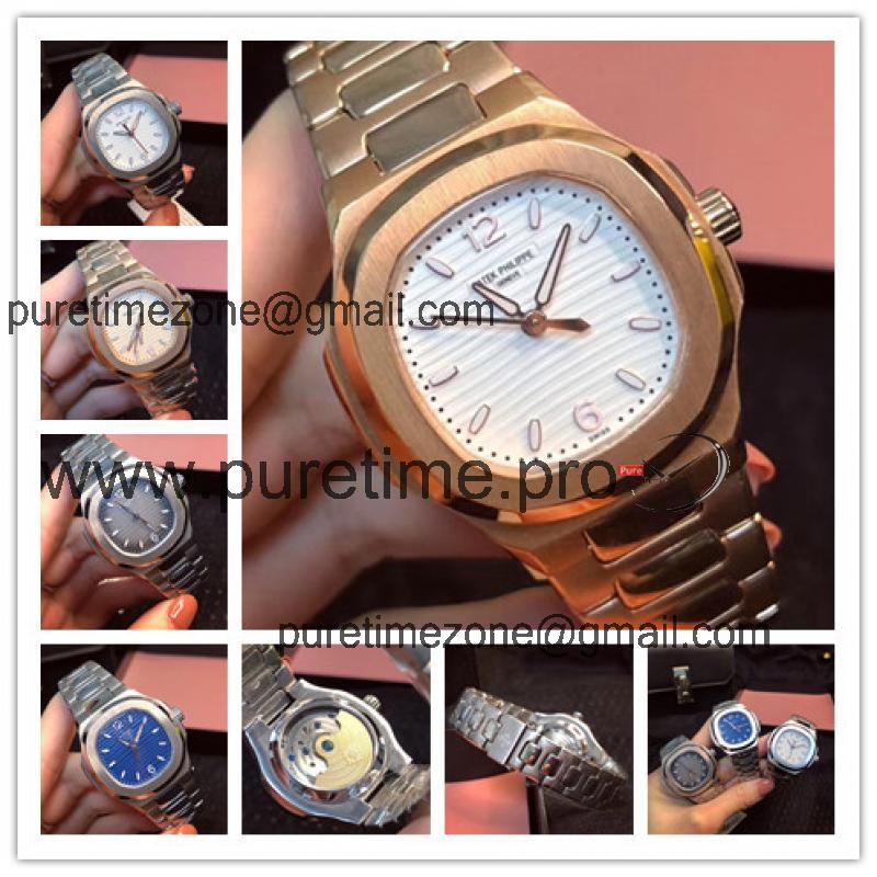 Replica Nautilus A21j Automatic Movement Womens Watch White Dial Rose Gold E75