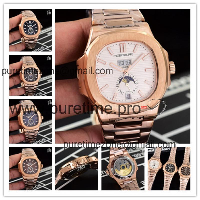 Replica Nautilus A21j Automatic Movement Mens Watch White Dial Rose Gold A E88