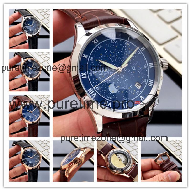 Replica Grand Complications A21j Automatic Movement Mens Watch Starry Sky Dial Leather Strap A E89