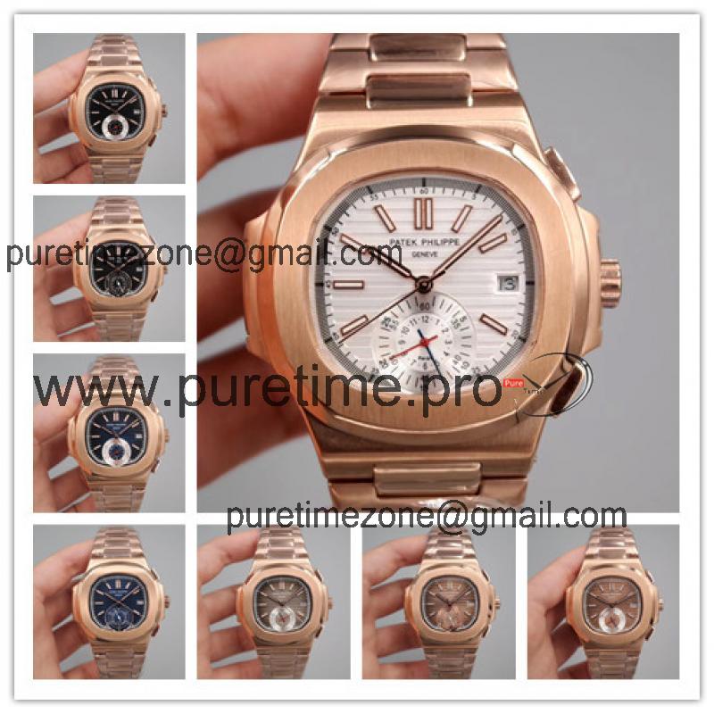 Replica Nautilus A21j Automatic Movement Mens Watch Silver Dial Rose Gold B E92