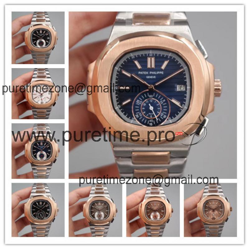 Replica Nautilus A21j Automatic Movement Mens Watch Blue Dial Two Tone Rose Gold C E92