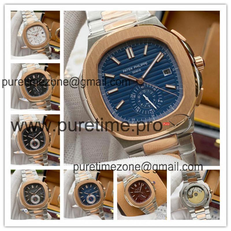 Replica Nautilus A21j Automatic Movement Mens Watch Blue Dial Two Tone Rose Gold A E96