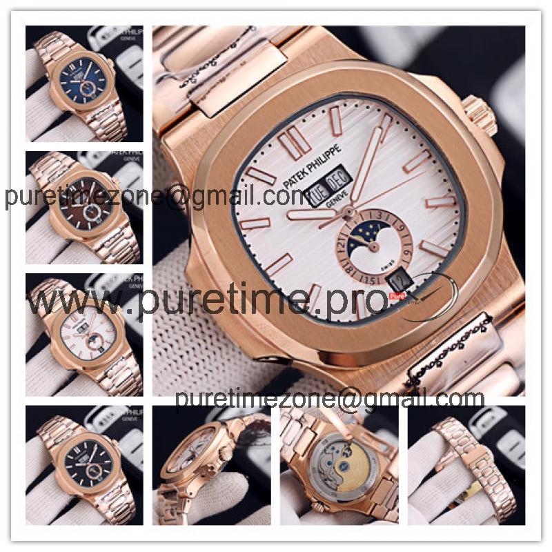 Replica Nautilus A21j Automatic Movement Mens Watch White Dial Rose Gold A E151