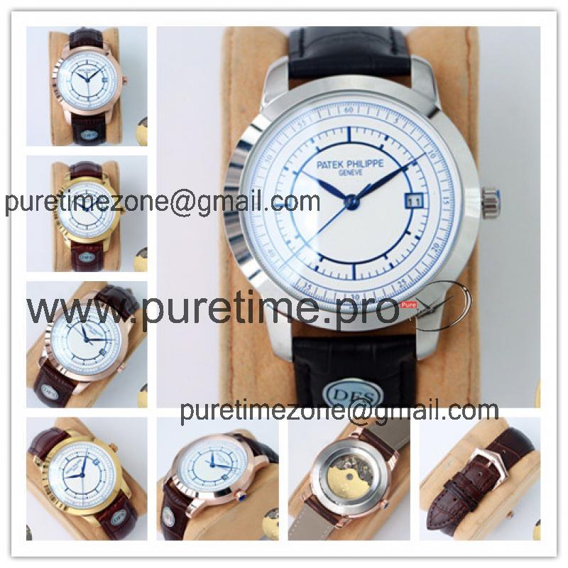 Replica Grand Complications A21j Automatic Movement Mens Watch White Dial Leather Strap E152