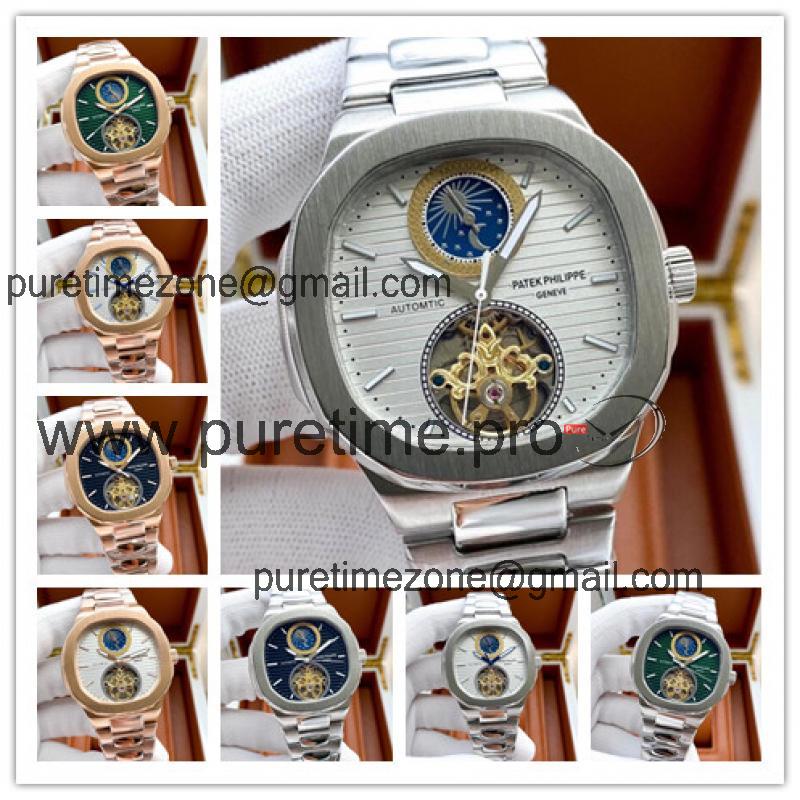 Replica Nautilus A21j Automatic Movement Mens Watch White Tourbillon Dial Stainless Steel E179