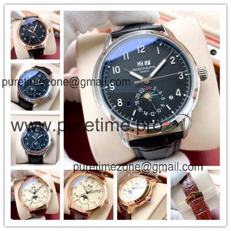 Replica Grand Complications A21j Automatic Movement Mens Watch Black  Dial Leather Strap E195