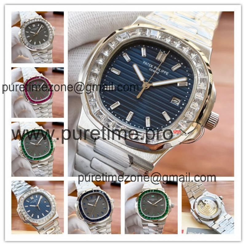 Replica Nautilus A21j Automatic Movement Mens Watch Blue Dial Diamonds Case Stainless Steel A E217