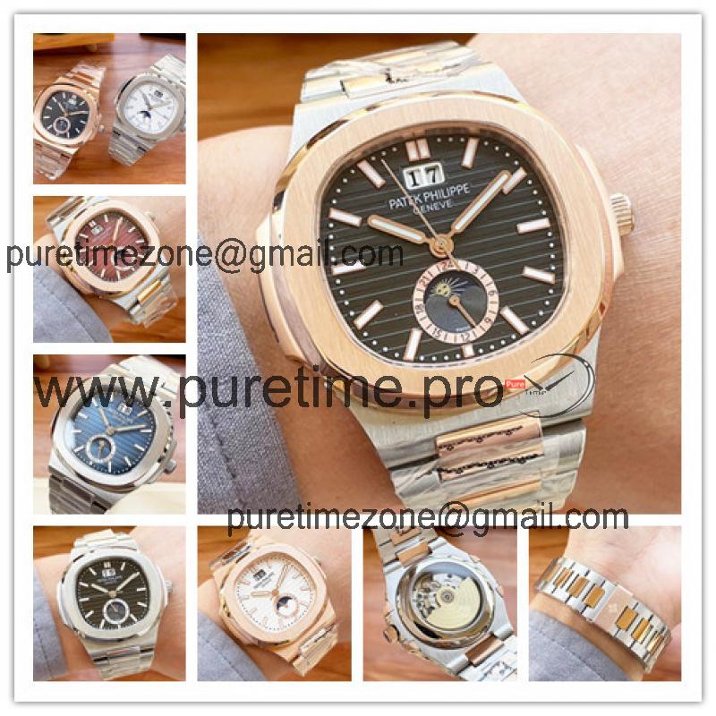 Replica Nautilus A21j Automatic Movement Mens Watch Black Dial Two Tone Rose Gold E219