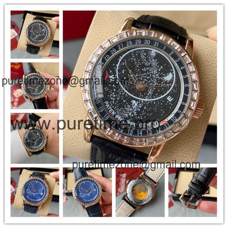 Replica Grand Complications Japan Miyota 8215 Automatic Mens Watch Starry Sky Dial Diamonds Case Leather Strap B E222