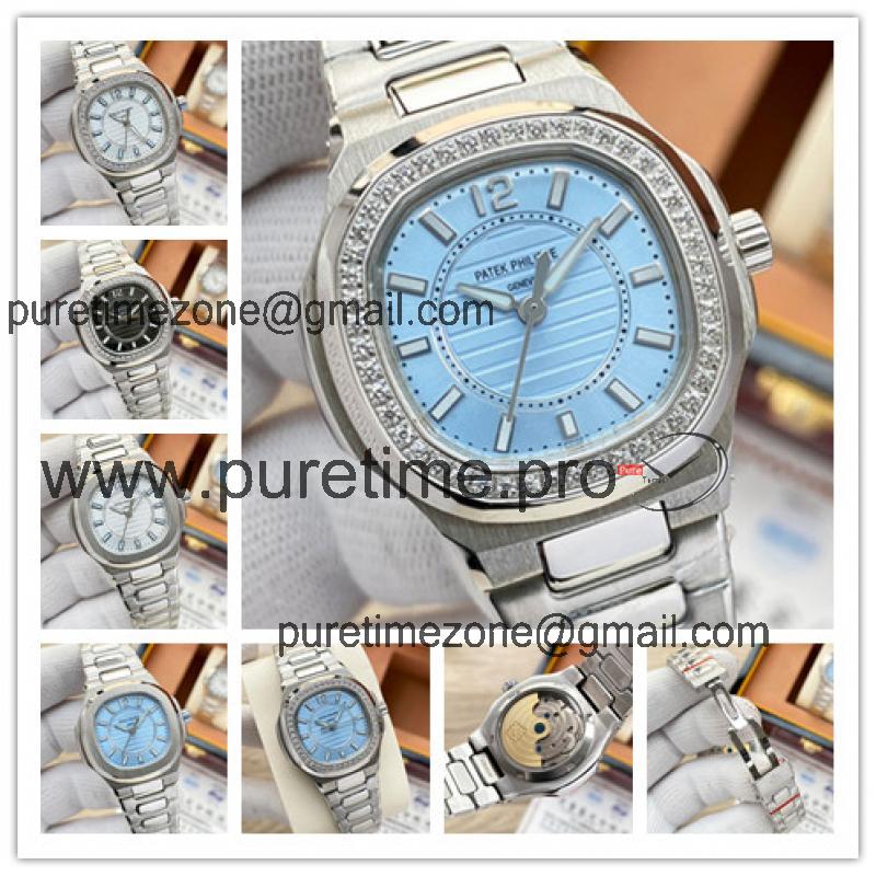 Replica Nautilus A21j Automatic Movement Womens Watch Blue Dial Diamonds Case Stainless Steel E225