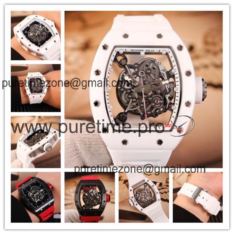 Replica RM055 A21j Automatic Movement Mens Watch Skeleton Dial Rubber Strap E14