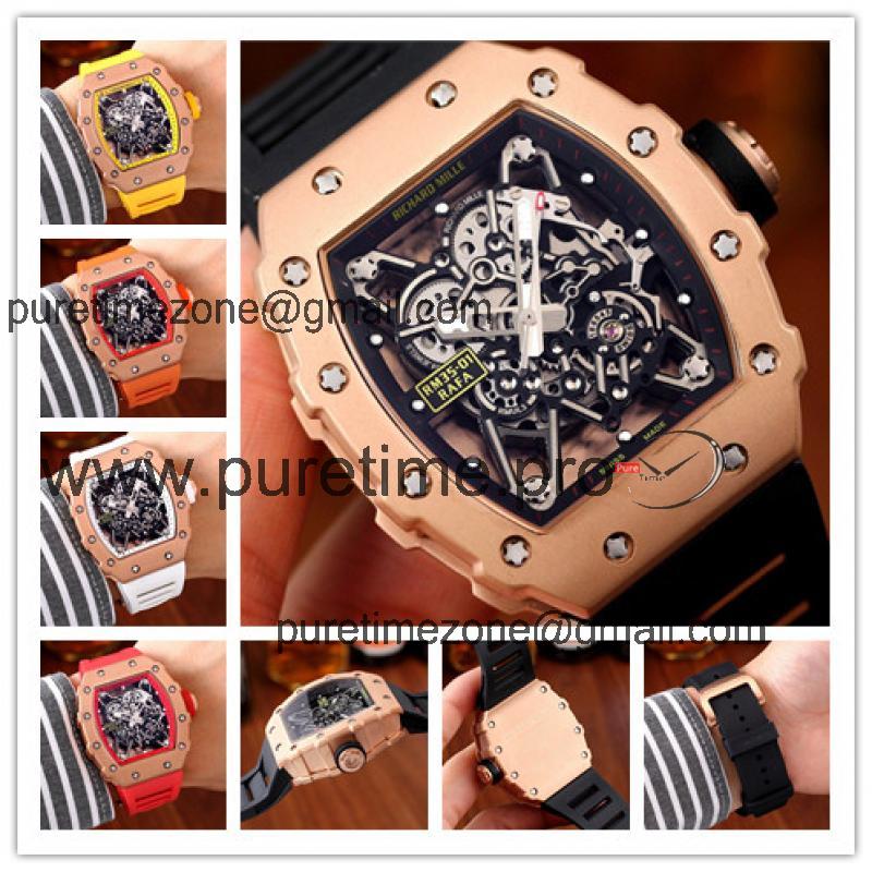 Replica RM35-01 A21j Automatic Movement Mens Watch Skeleton Dial Rubber Strap A E28