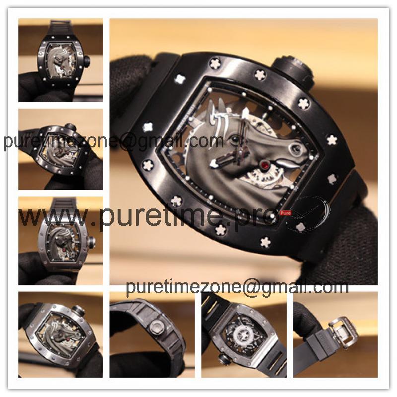 Replica RM052-2 Japan Miyota 8215 Automatic Movement Mens Watch Skeleton Dial Rubber Strap E47