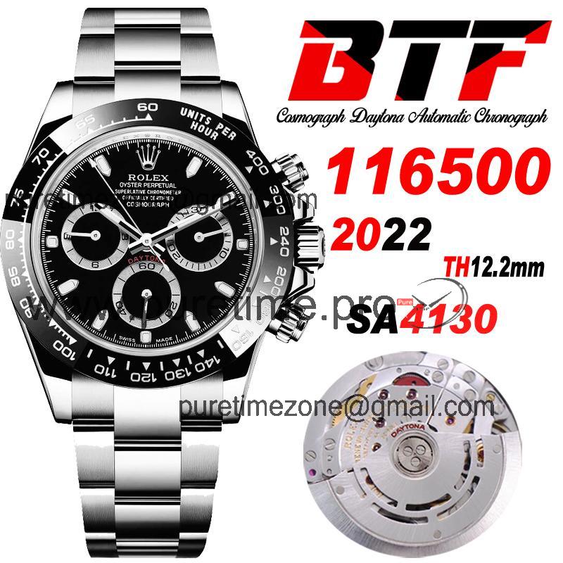 BTF Daytona 116500 SA4130 Automatic Chronograph Mens Watch Ceramics Bezel Black Dial 904L SS Bracelet Best Edition