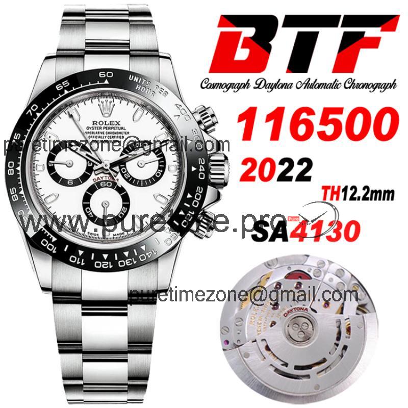 BTF Daytona Panda 116500 SA4130 Automatic Chronograph Mens Watch Ceramics Bezel White Dial 904L SS Bracelet Best Edition