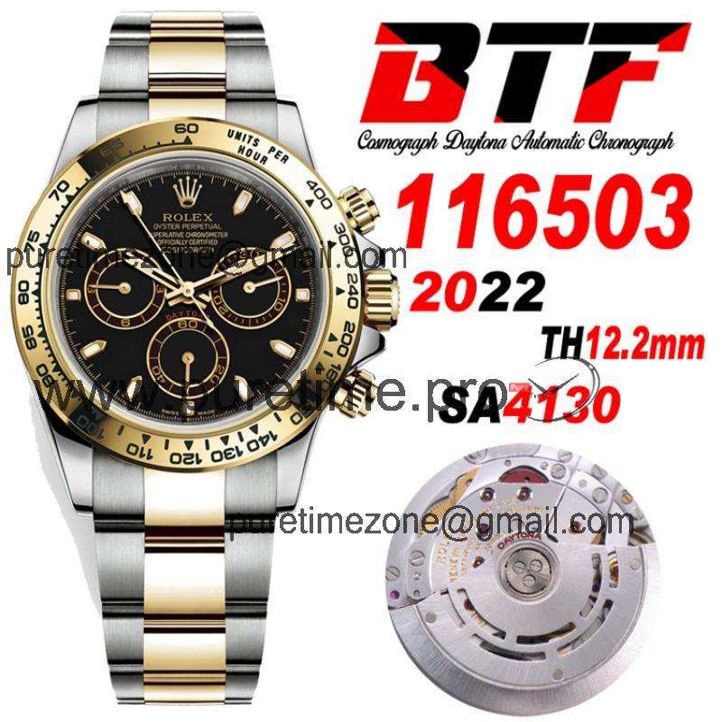 Daytona 116503 SA4130 Automatic Chronograph Mens Watch Best Edition BTF Two Tone YG Black Dial 904L SS Bracelet CHS