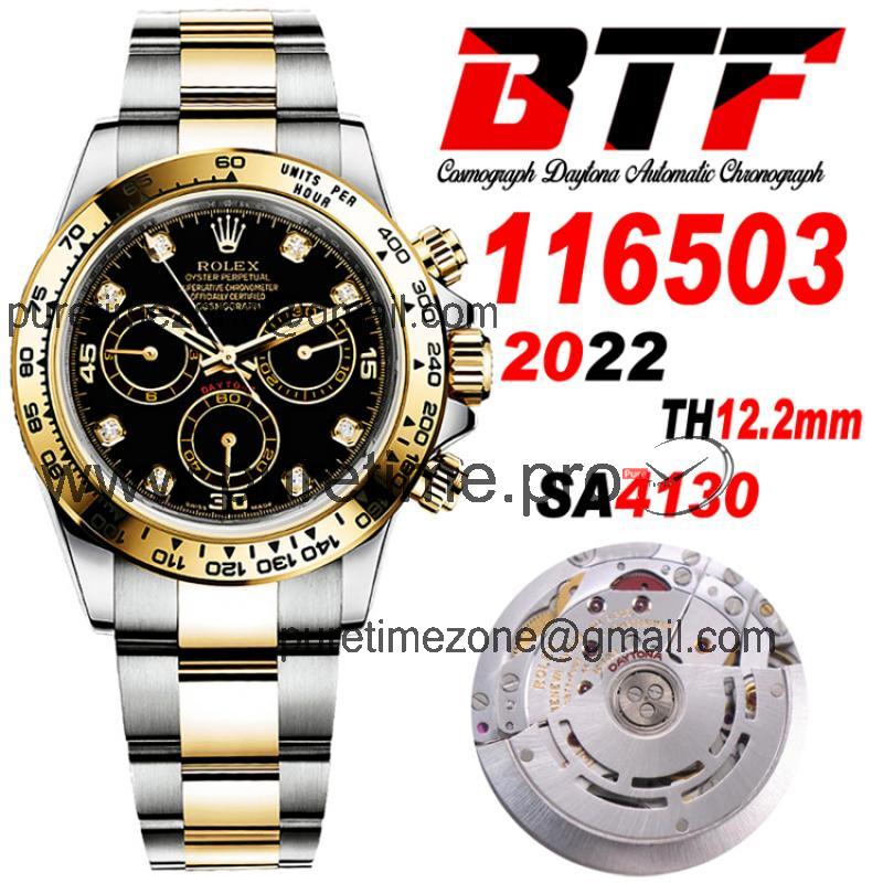 Daytona 116503 SA4130 Automatic Chronograph Mens Watch Best Edition BTF Two Tone YG Black Dial 904L SS Bracelet CHS