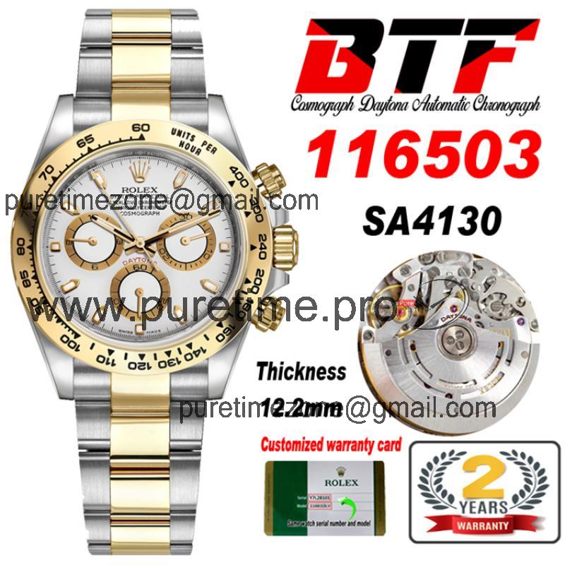 Daytona 116503 SA4130 Automatic Chronograph Mens Watch Best Edition BTF Two Tone YG White Dial 904L SS Bracelet CHS