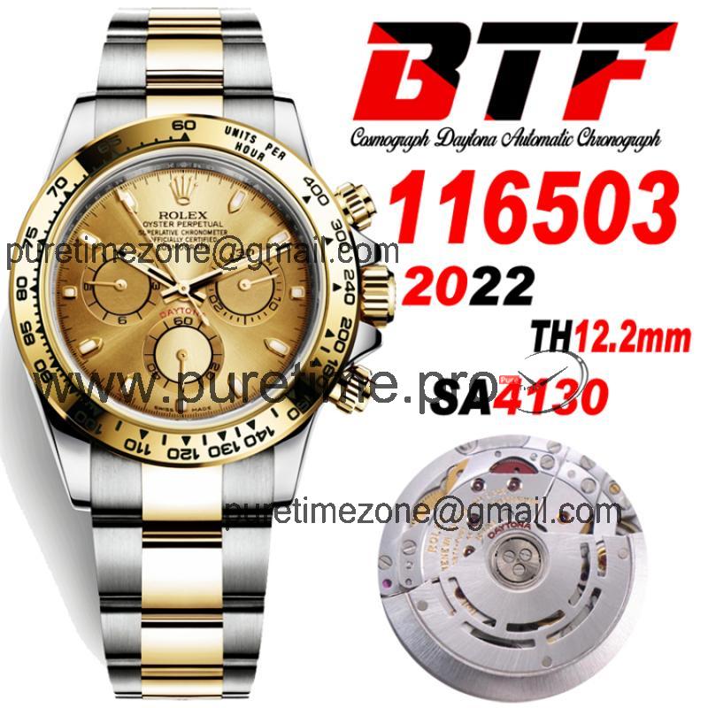 Daytona 116503 SA4130 Automatic Chronograph Mens Watch Best Edition BTF Two Tone YG Champagne Dial 904L SS Bracelet CHS