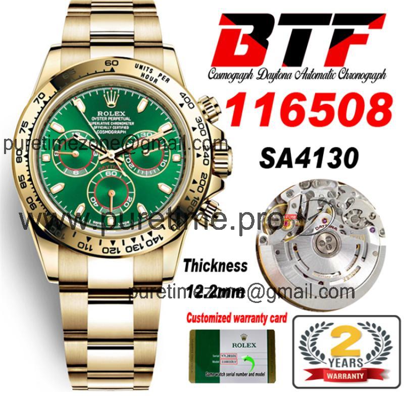 Daytona 116508 SA4130 Automatic Chronograph Mens Watch Best Edition BTF YG Green Dial 904L SS Bracelet CHS