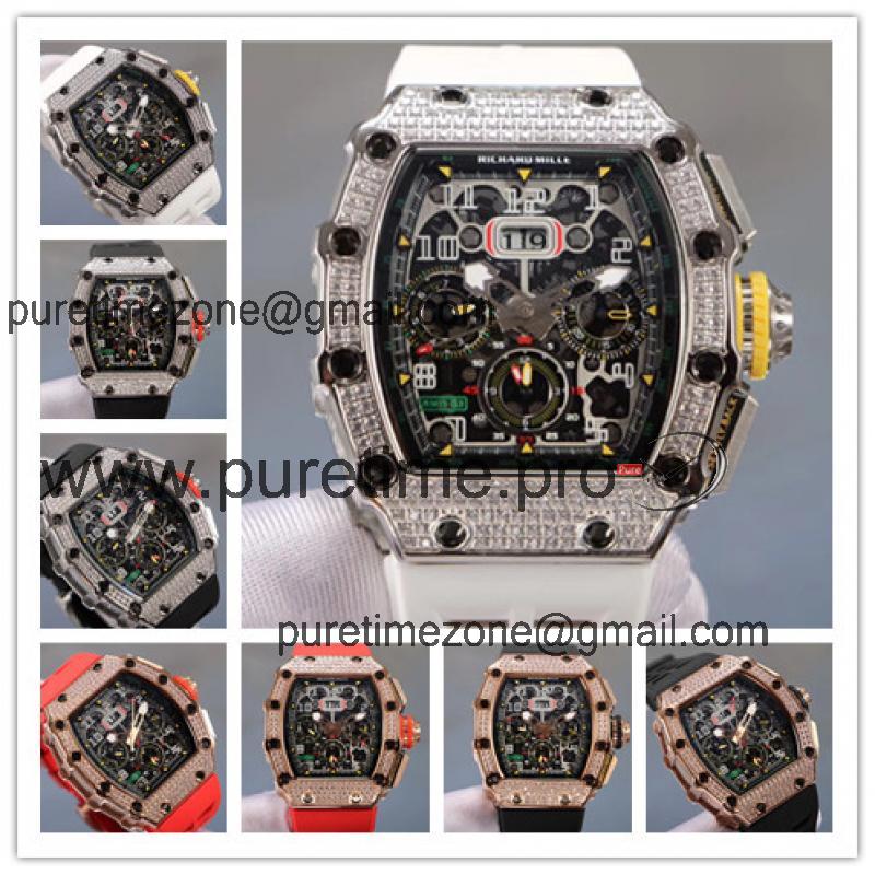 Replica RM11-03 A21j Automatic Movement Mens Watch Skeleton Dial Rubber Strap E62