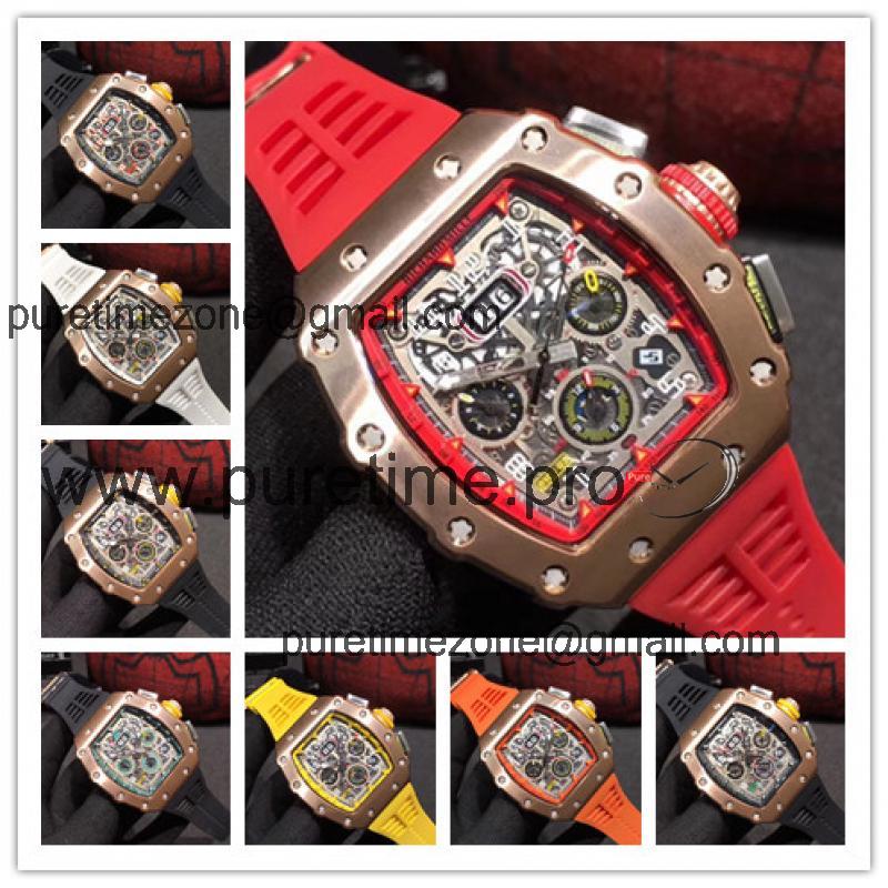 Replica RM11-03RG A21j Automatic Movement Mens Watch Skeleton Dial Rubber Strap A E64