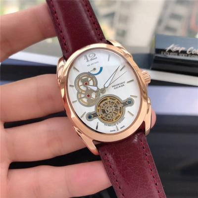 Replica Ovale A21j Automatic Movement Mens Watch White Tourbillon Dial Leather Strap E28