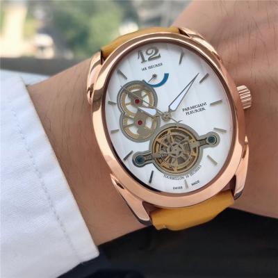 Replica Ovale A21j Automatic Movement Mens Watch White Tourbillon Dial Leather Strap E28