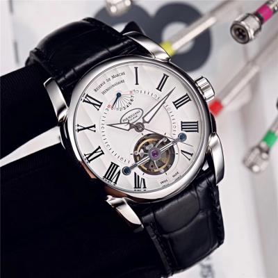 Replica Tourbillon A21j Automatic Movement Mens Watch White Dial Leather Strap E31