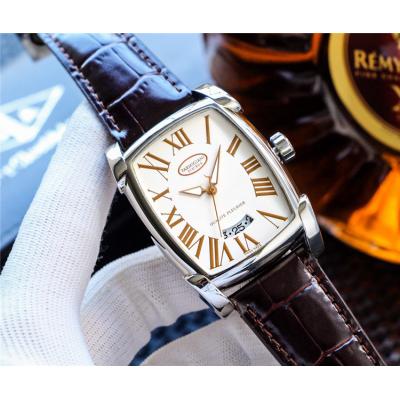 Replica Tonda A2813 Automatic Movement Mens Watch White Dial Leather Strap E35