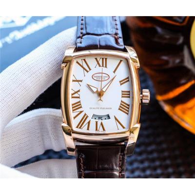 Replica Tonda A2813 Automatic Movement Mens Watch White Dial Leather Strap E35