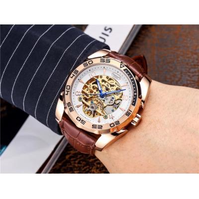 Replica Tourbillon A21j Automatic Movement Mens Watch Skeleton Dial Leather Strap A E36