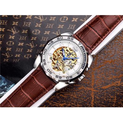 Replica Tourbillon A21j Automatic Movement Mens Watch Skeleton Dial Leather Strap A E36