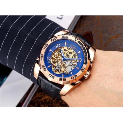 Replica Tourbillon A21j Automatic Movement Mens Watch Skeleton Dial Leather Strap A E36