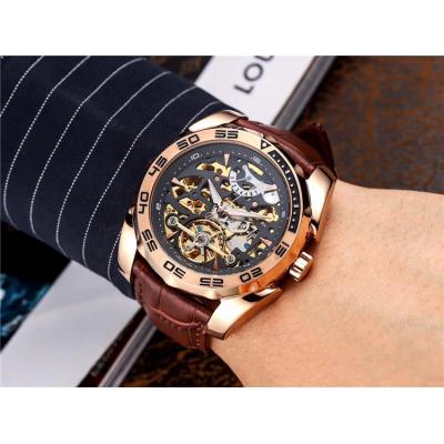 Replica Tourbillon A21j Automatic Movement Mens Watch Skeleton Dial Leather Strap B E36