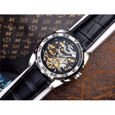 Replica Tourbillon A21j Automatic Movement Mens Watch Skeleton Dial Leather Strap B E36