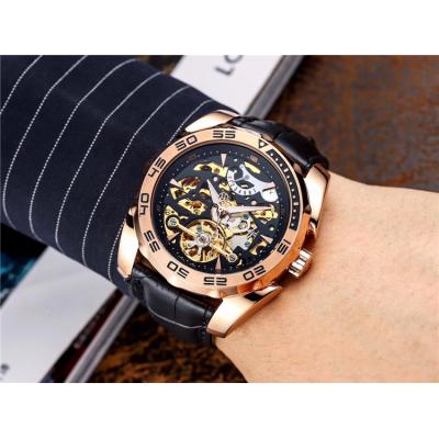 Replica Tourbillon A21j Automatic Movement Mens Watch Skeleton Dial Leather Strap B E36