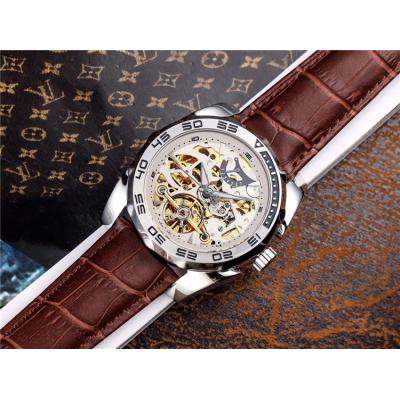 Replica Tourbillon A21j Automatic Movement Mens Watch Skeleton Dial Leather Strap B E36