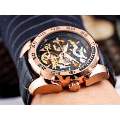 Replica Tourbillon A21j Automatic Movement Mens Watch Skeleton Dial Leather Strap B E36