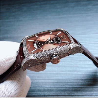 Replica Kalpa A21j Automatic Movement Mens Watch Brown Dial Diamonds Case Leather Strap E38