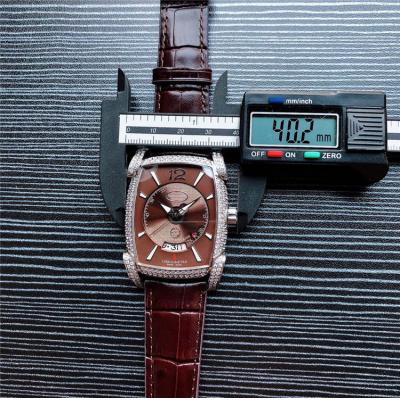 Replica Kalpa A21j Automatic Movement Mens Watch Brown Dial Diamonds Case Leather Strap E38