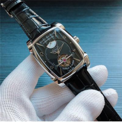 Replica Tourbillon A21j Automatic Movement Mens Watch Black Dial Leather Strap E42