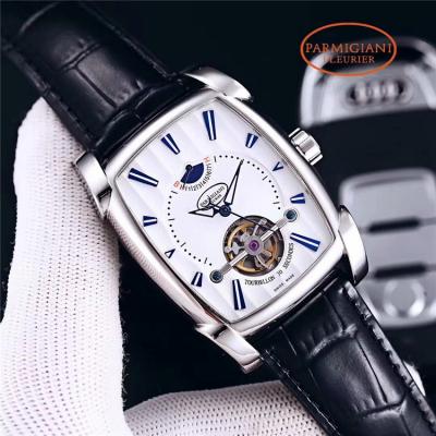 Replica Tourbillon A21j Automatic Movement Mens Watch White Dial Leather Strap E47