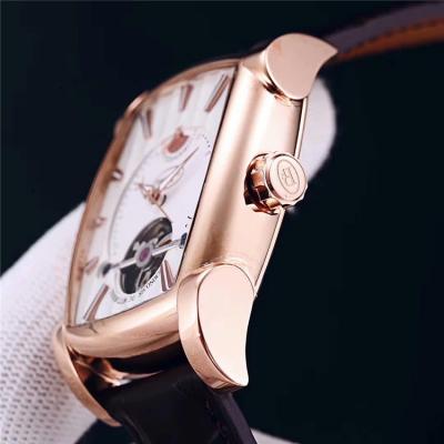 Replica Tourbillon A21j Automatic Movement Mens Watch White Dial Leather Strap E47