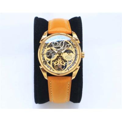 Replica Tonda A21j Automatic Movement Mens Watch Skeleton Dial Leather Strap A E49