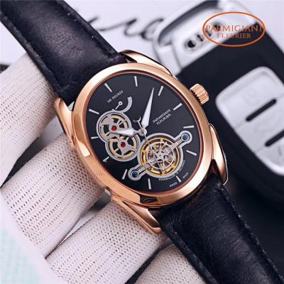 Replica Ovale A21j Automatic Movement Mens Watch Black Tourbillon Dial Leather Strap E60