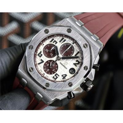 Replica Royal Oak Offshore Japan Quartz chronograph Movement Mens Watch White Dial Rubber Strap E212