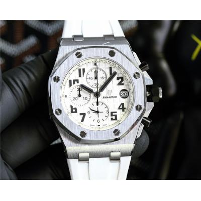 Replica Royal Oak Offshore Japan Quartz chronograph Movement Mens Watch White Dial Rubber Strap E212